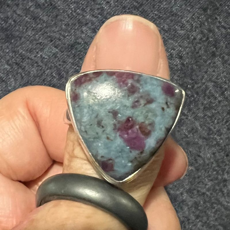 Ruby Kyanite Triangle Ring Sz 11