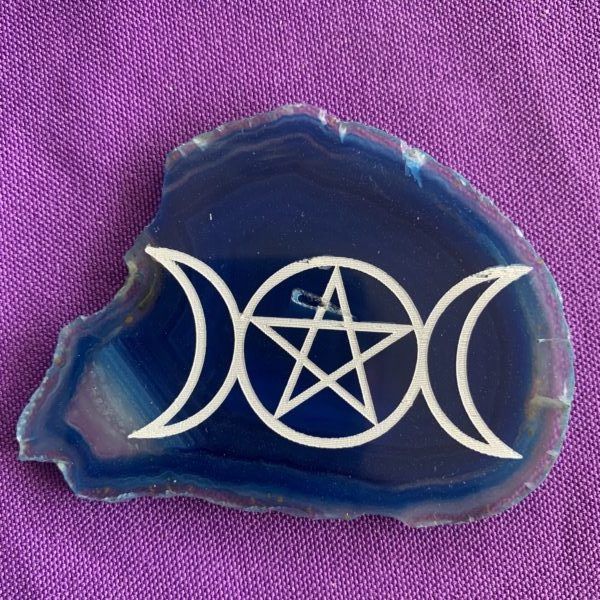 Triple Moon Pentacle Agate Slice