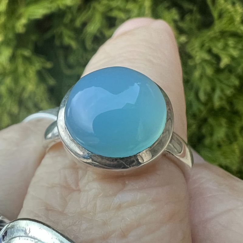 Blue Chalcedony Sterling Ring S8
