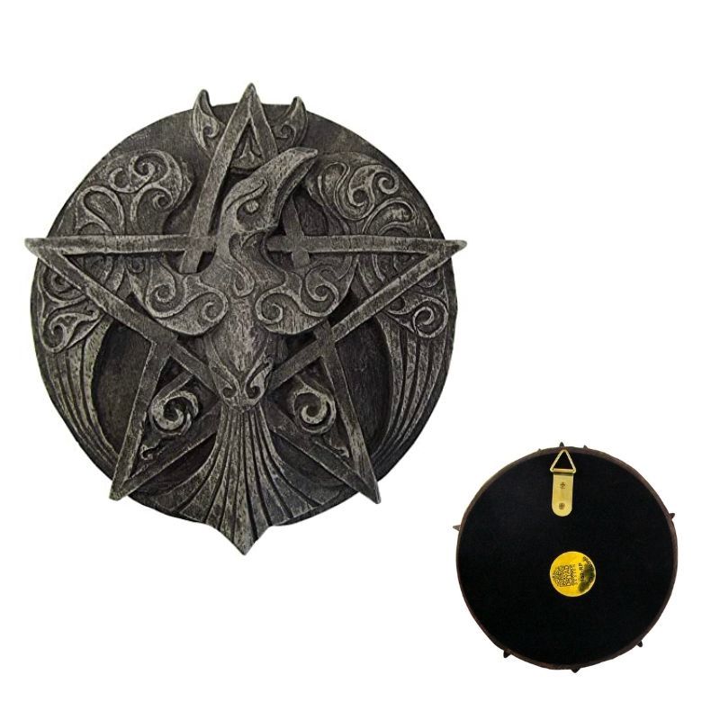 Crescent Raven Pentacle Plaque Stone