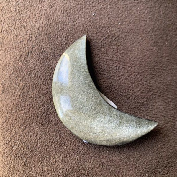 Gold Sheen Obsidian Crescent Moon