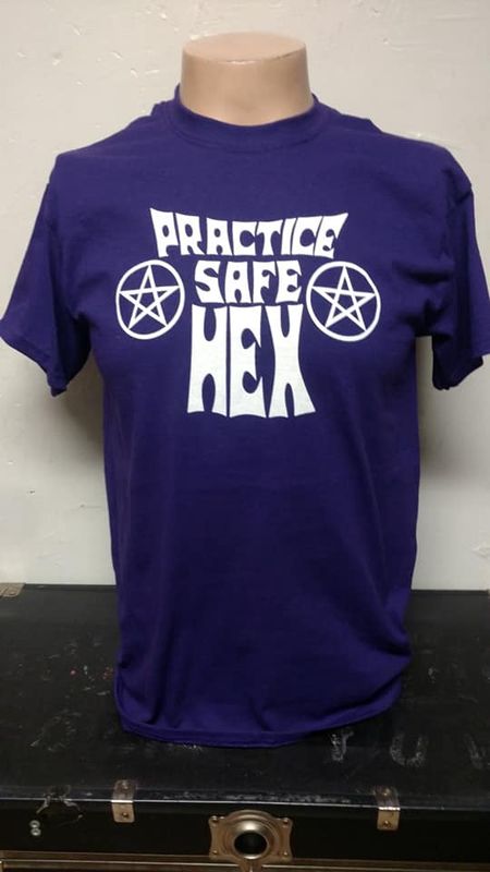 Practice Safe Hex Purple Tshirt Med