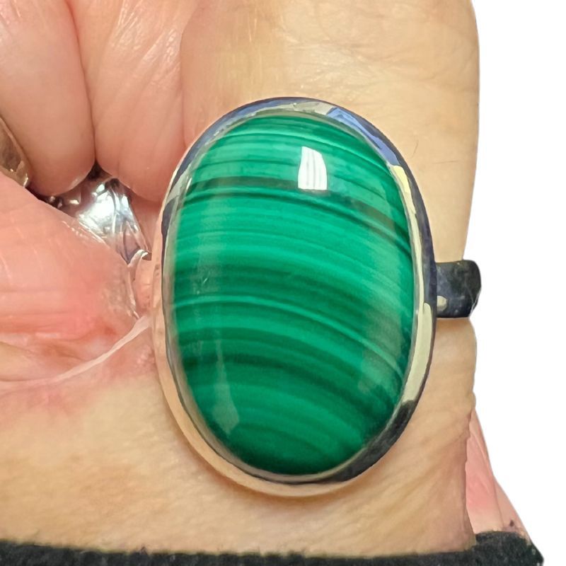 Malachite Oversized Ring Sz 12