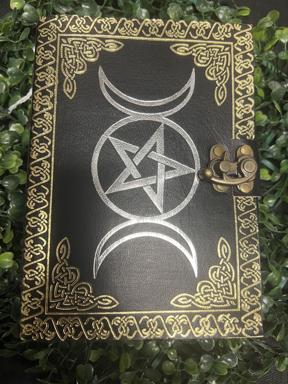 Triple Moon Gold &amp; Silver Leather Journal