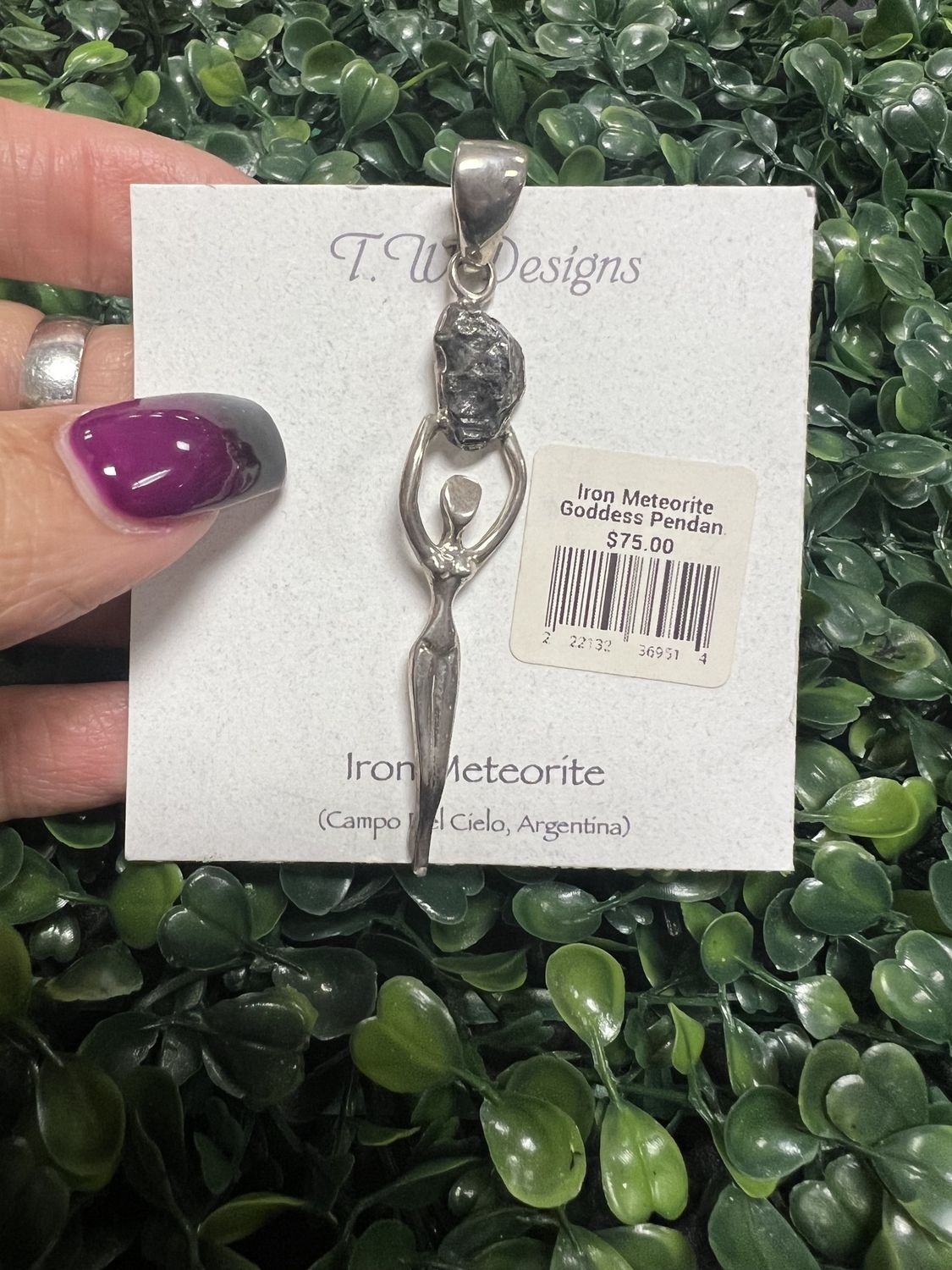 Iron Meteorite Goddess Pendant