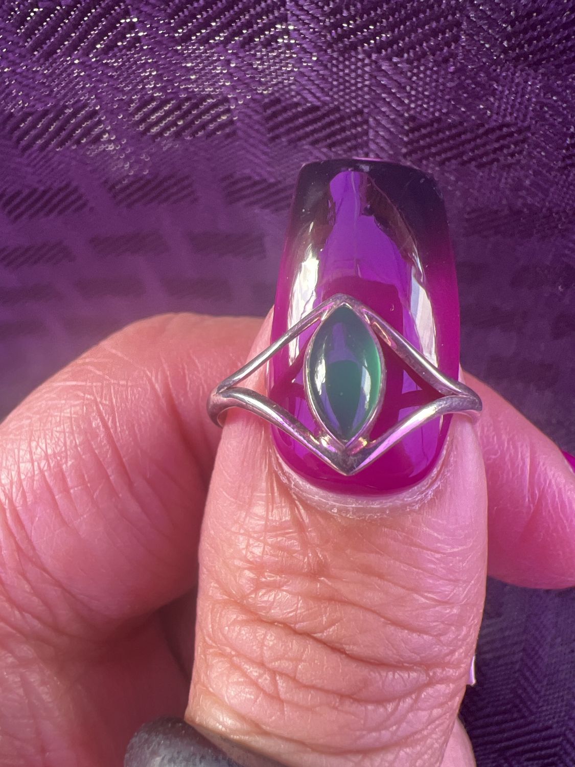 Open Band Green Onyx Sz8