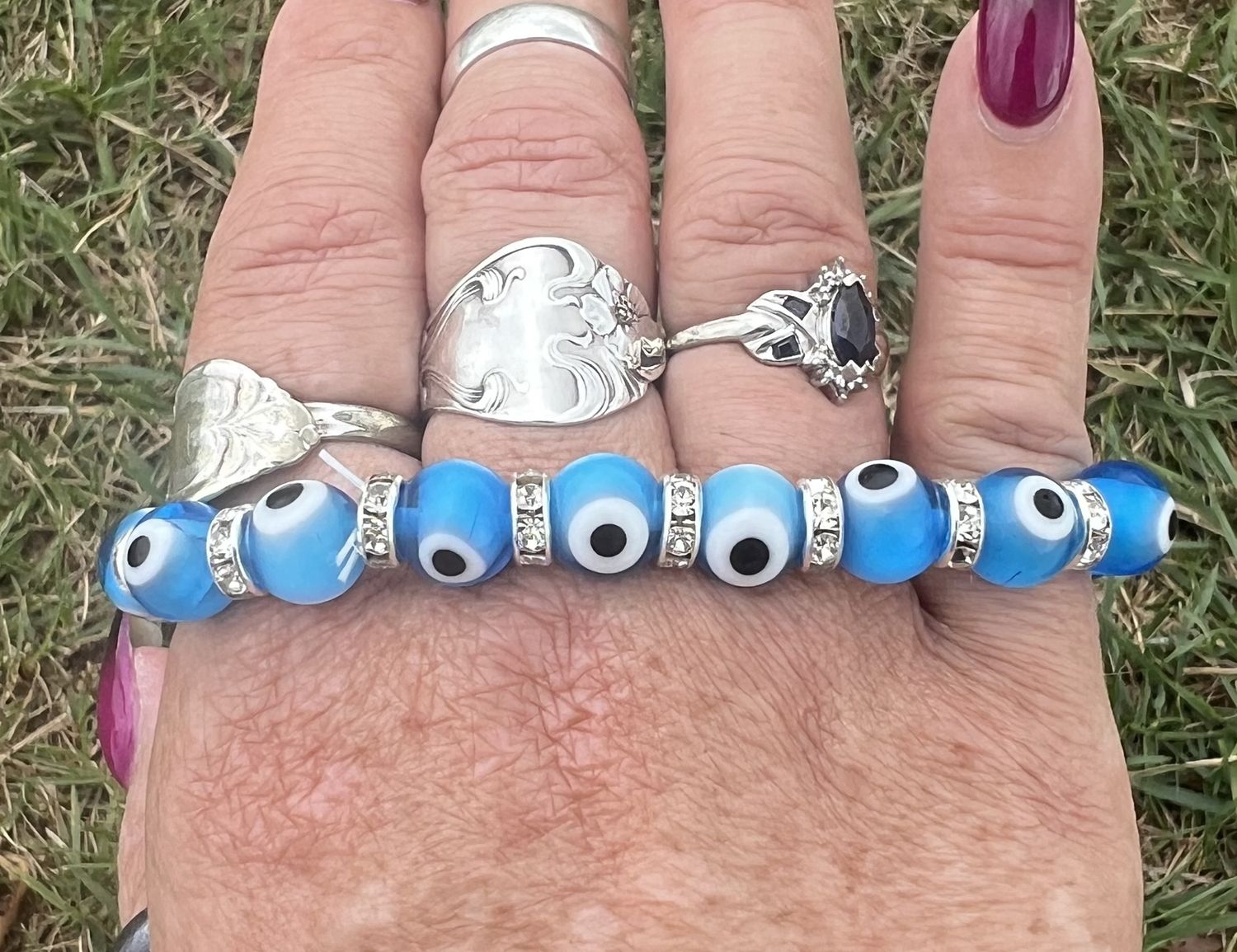Evil Eye Bracelet Aqua Blue