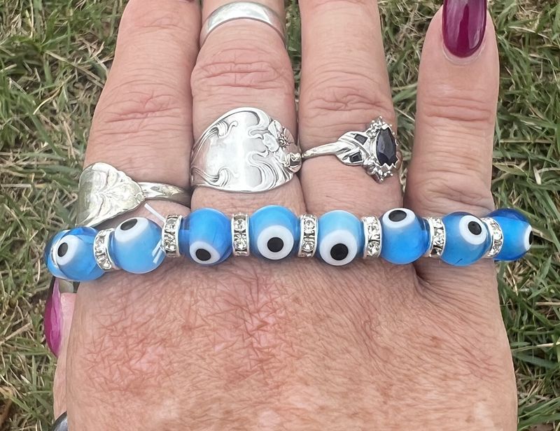 Evil Eye Bracelet Aqua Blue