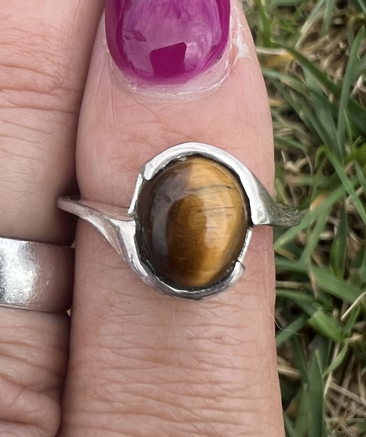 Tigers Eye Oval Ring Sz5