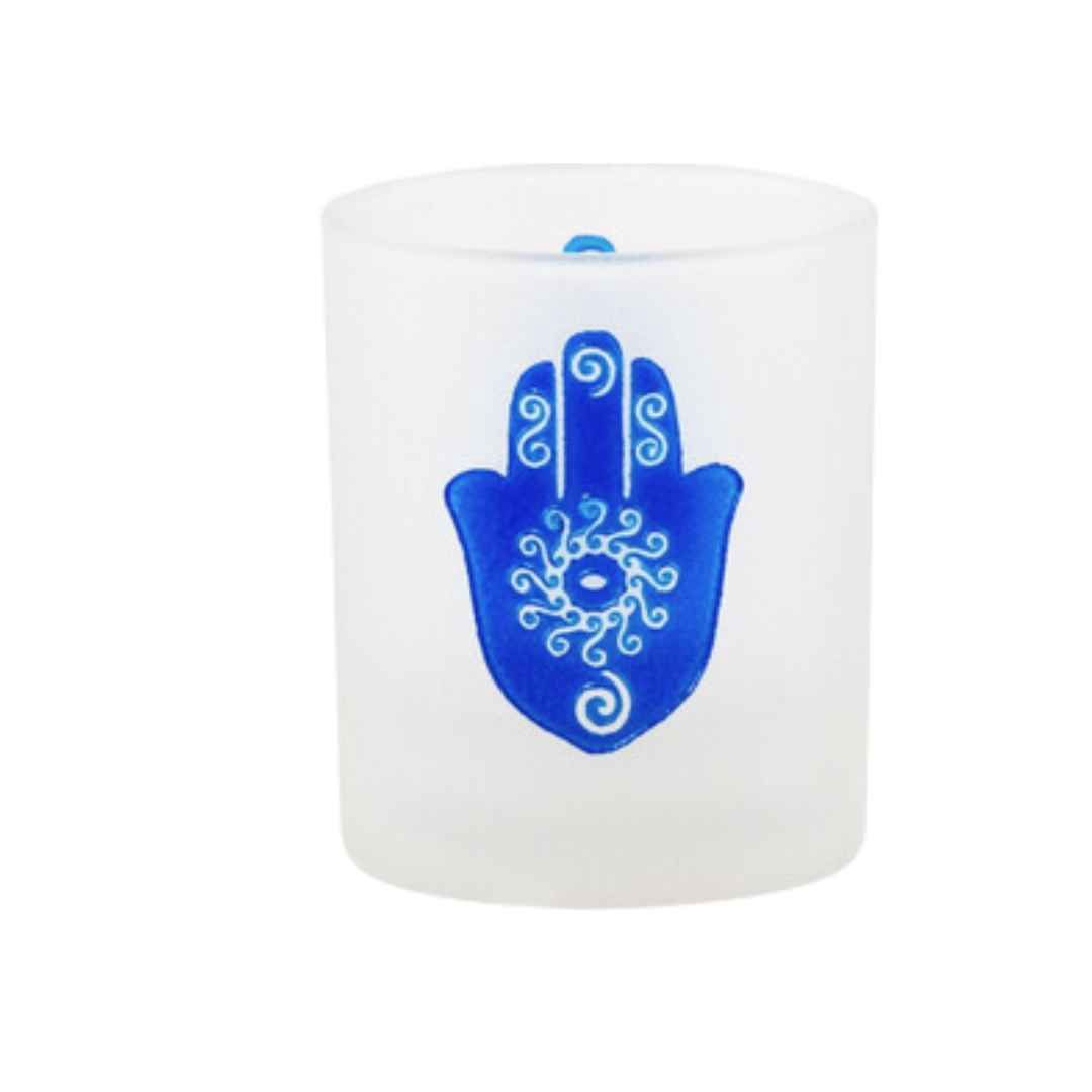 Etched Fatima Hand Votive Holder