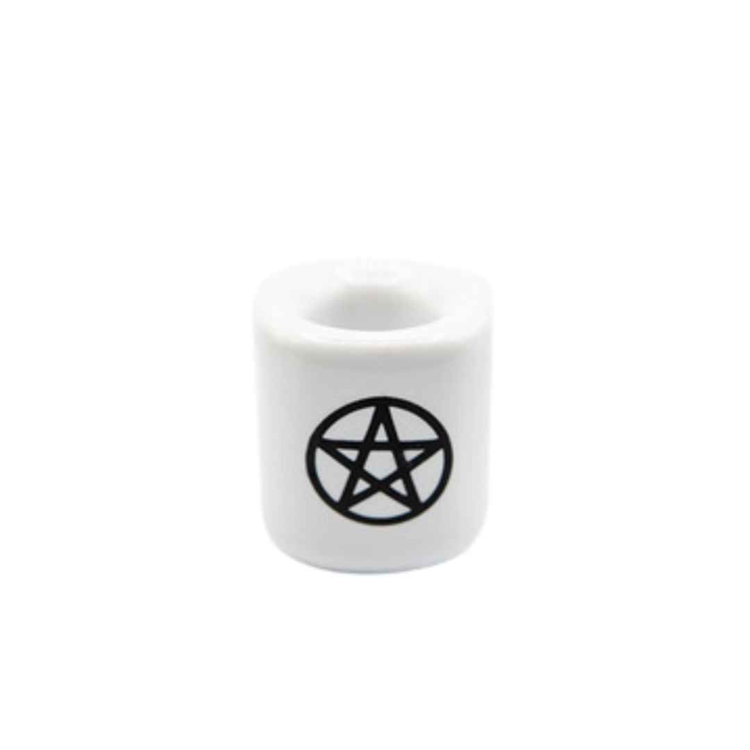 White Black Pentacle Chime Candle Holder