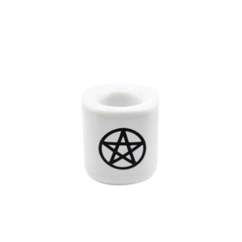 White Black Pentacle Chime Candle Holder