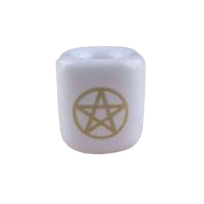 White Gold Pentacle Chime Candle Holder