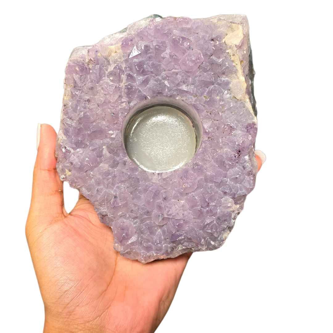 Amethyst Cluster Tea Light Holder