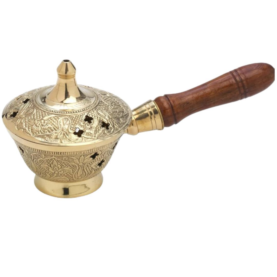 Charcoal Incense Burner with Wooden Handle