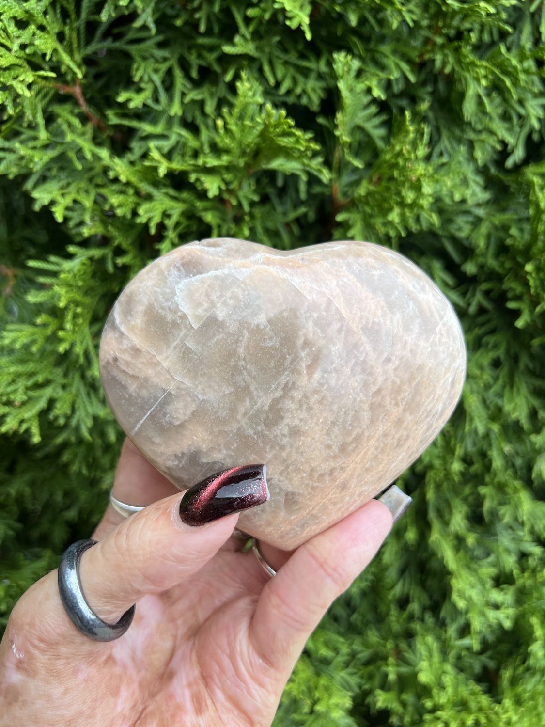 Peach Moonstone Heart 95mm