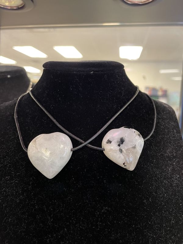 Rainbow Moonstone Heart Necklace