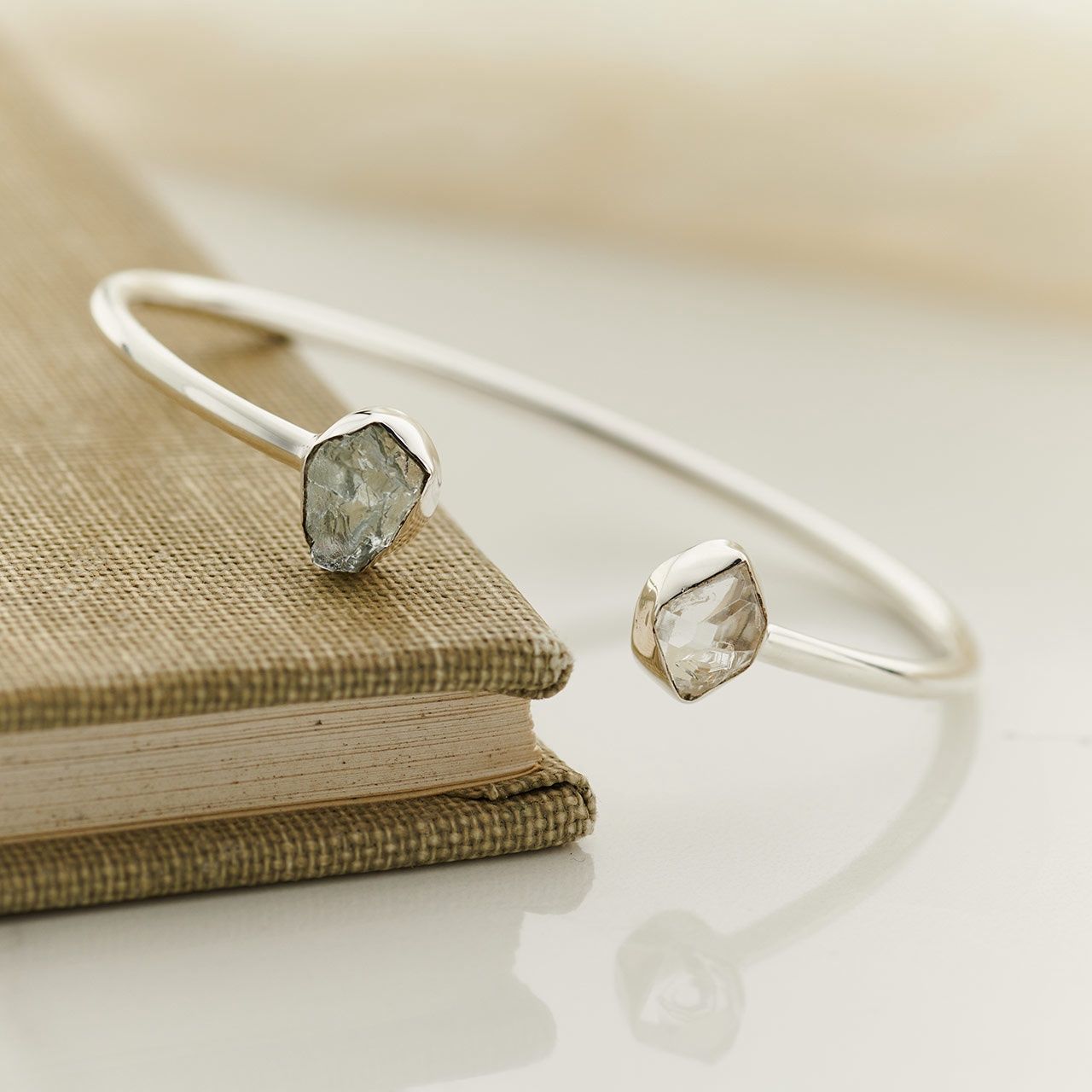 Aquamarine Herkimer Diamond Bracelet