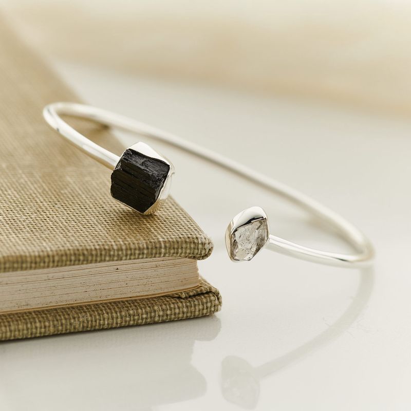 Black Tourmaline Herkimer Diamond Bracelet