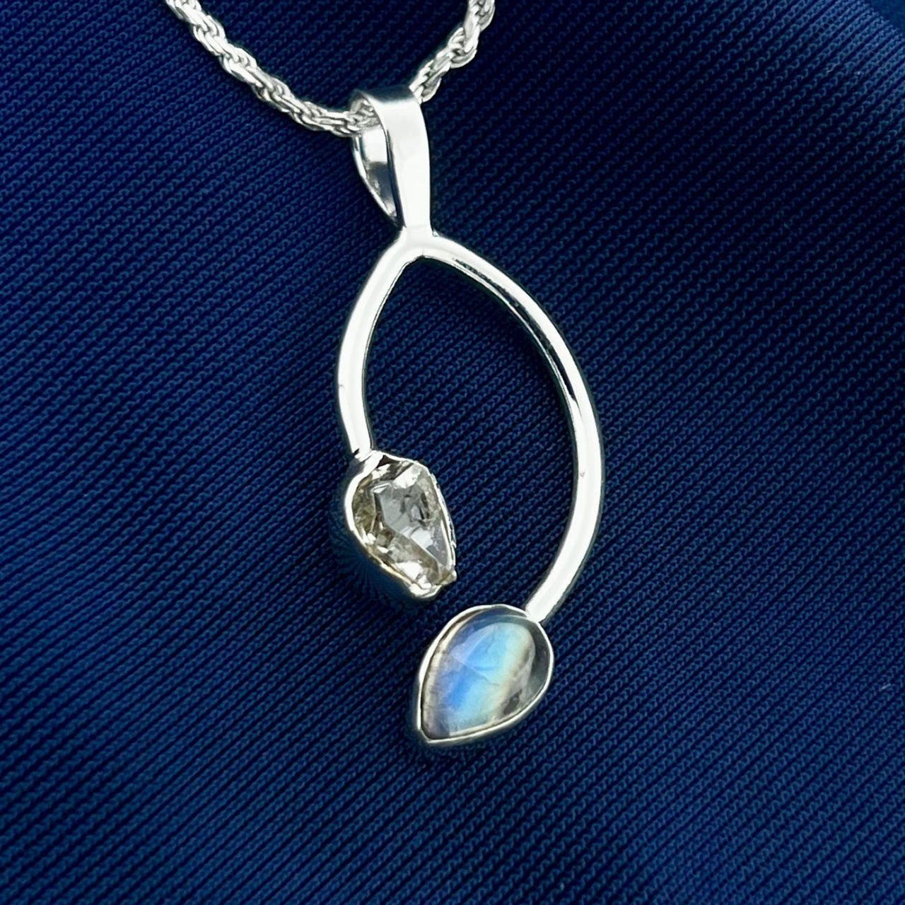 Moonstone Herkimer Diamond Pendant