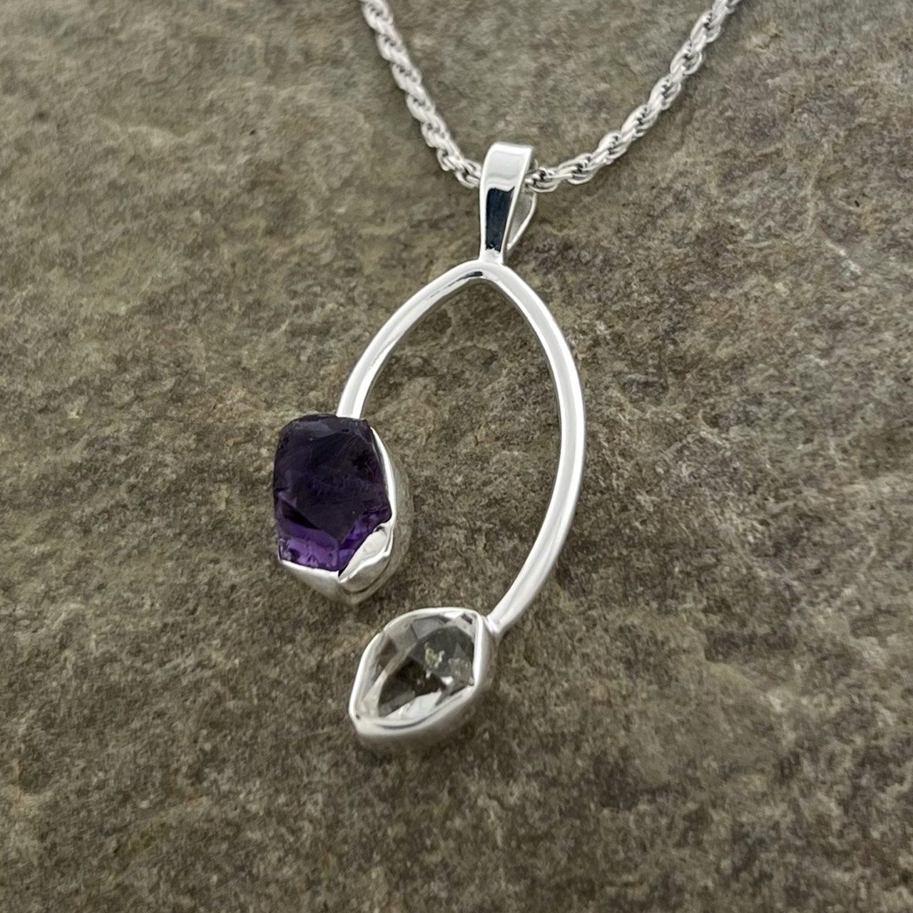 Herkimer Amethyst Pendant