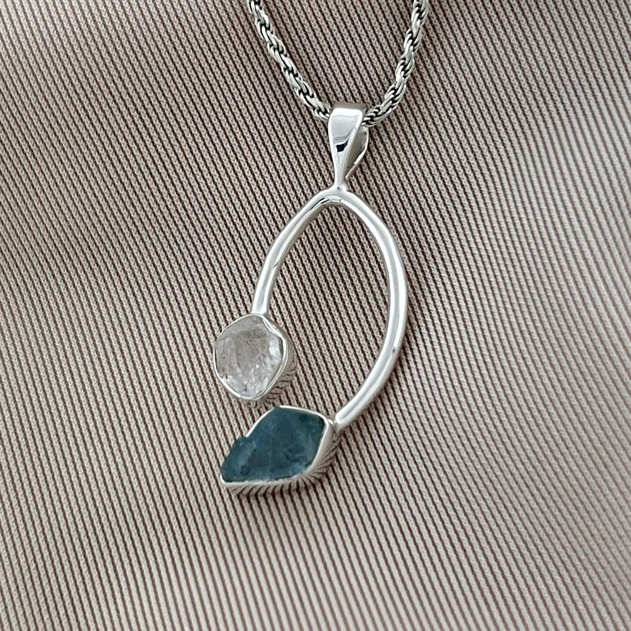 Aquamarine Herkimer Diamond Pendant
