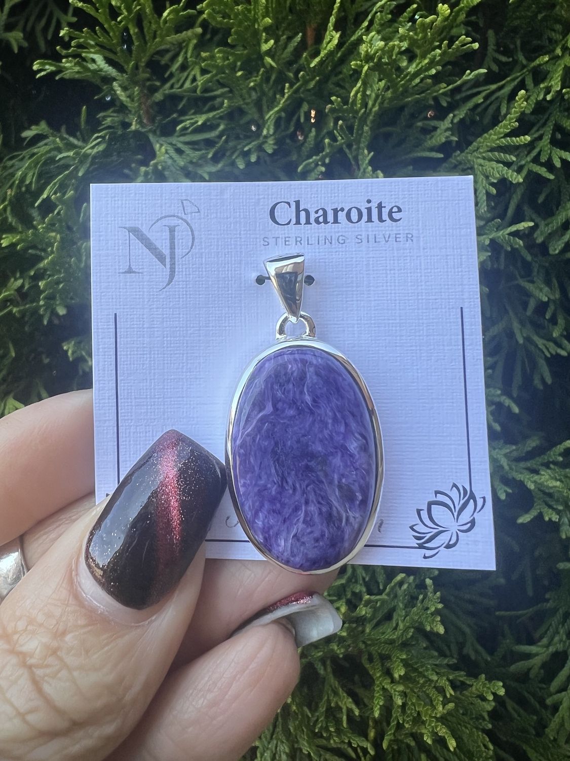 Charoite Oval Sterling Pendant