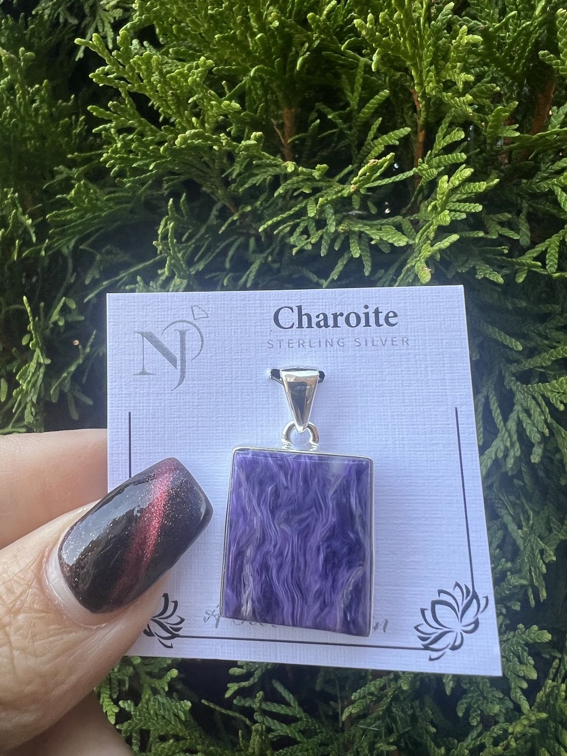 Charoite Square Sterling Pendant