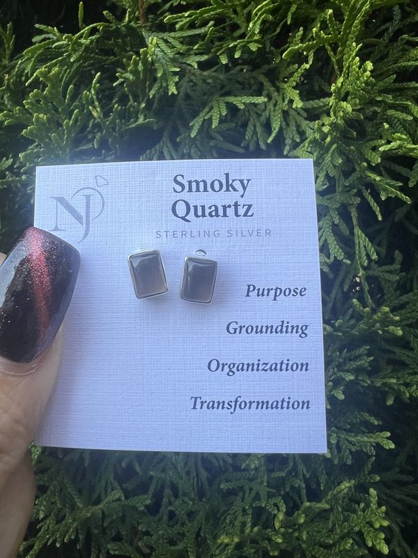 Smoky Quartz Square Studs