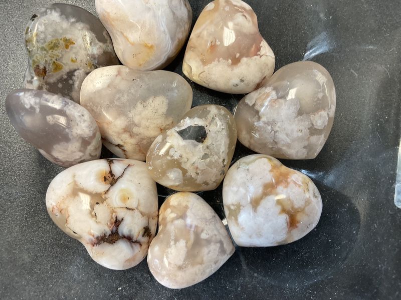 Flower Agate Heart Sm