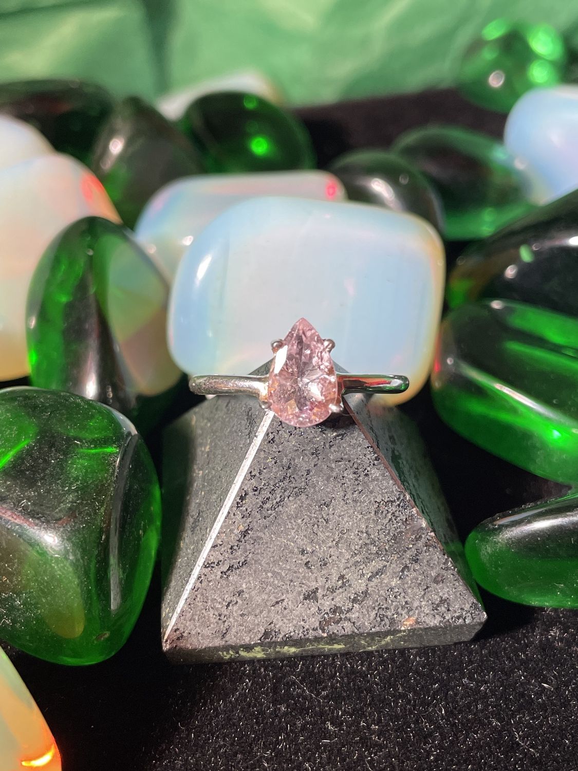 Morganite Ring Sz6 Faceted Drop