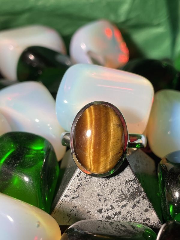 Tigers Eye Oval Ring Sz 10