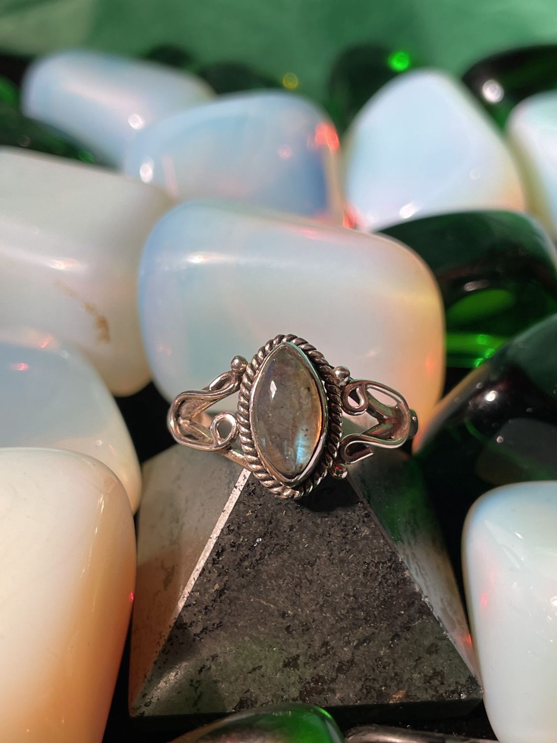 Blue Labradorite Marquis Ring Size 9