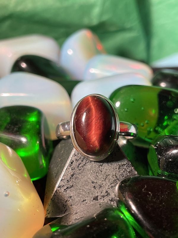 Tiger Eye Oval Ring Size 6