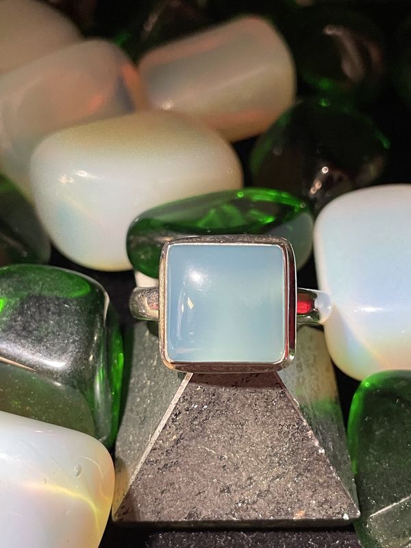 Blue Chalcedony Ring Sz7 Square