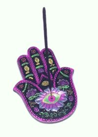Hamsa Hand Black &amp; Fuschia Incense Burner