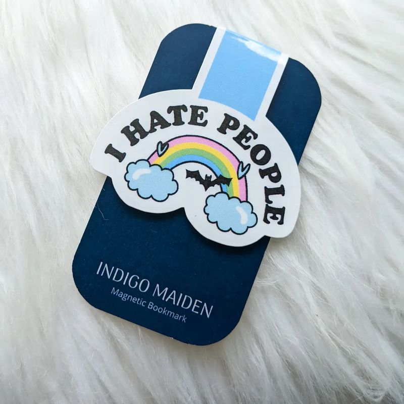 I Hate People Rainbow Bat Magnetic Bookmark