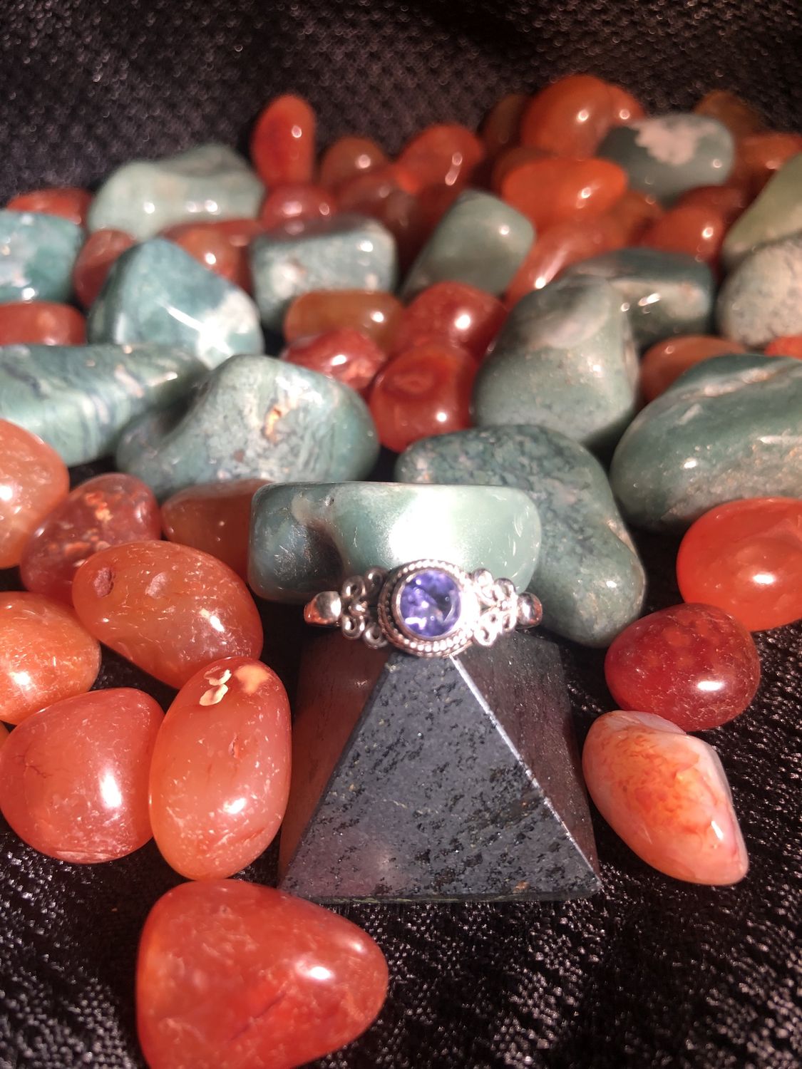 Faceted Round Iolite Ring Sz 9