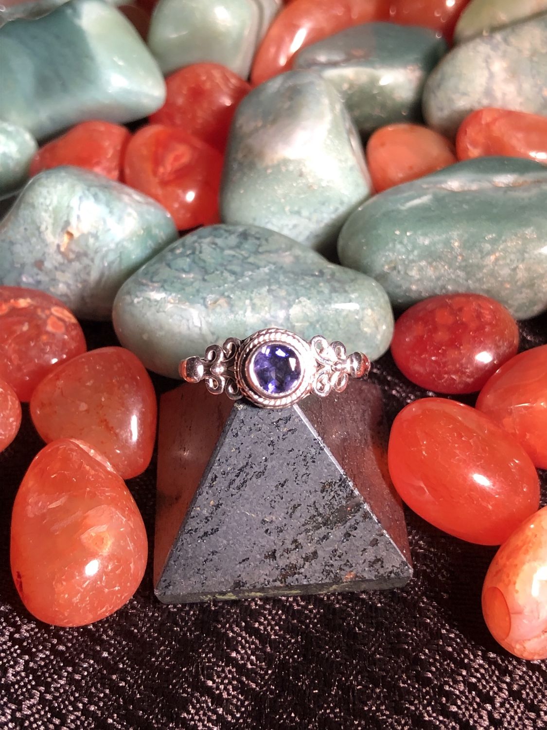 Faceted Round Iolite Ring Sz 7