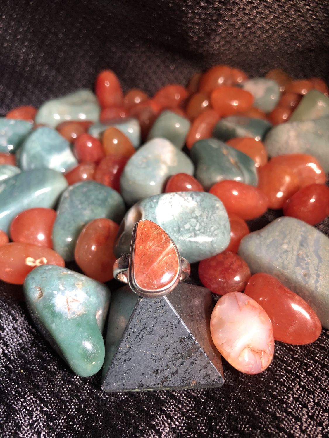 Sunstone Tear Ring Sz 5