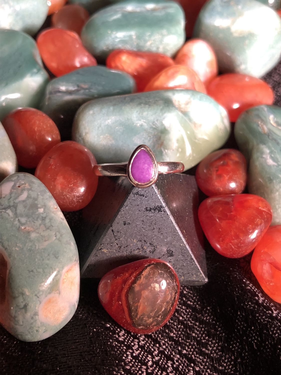 Sugilite Flat Teardrop Ring Sz 6
