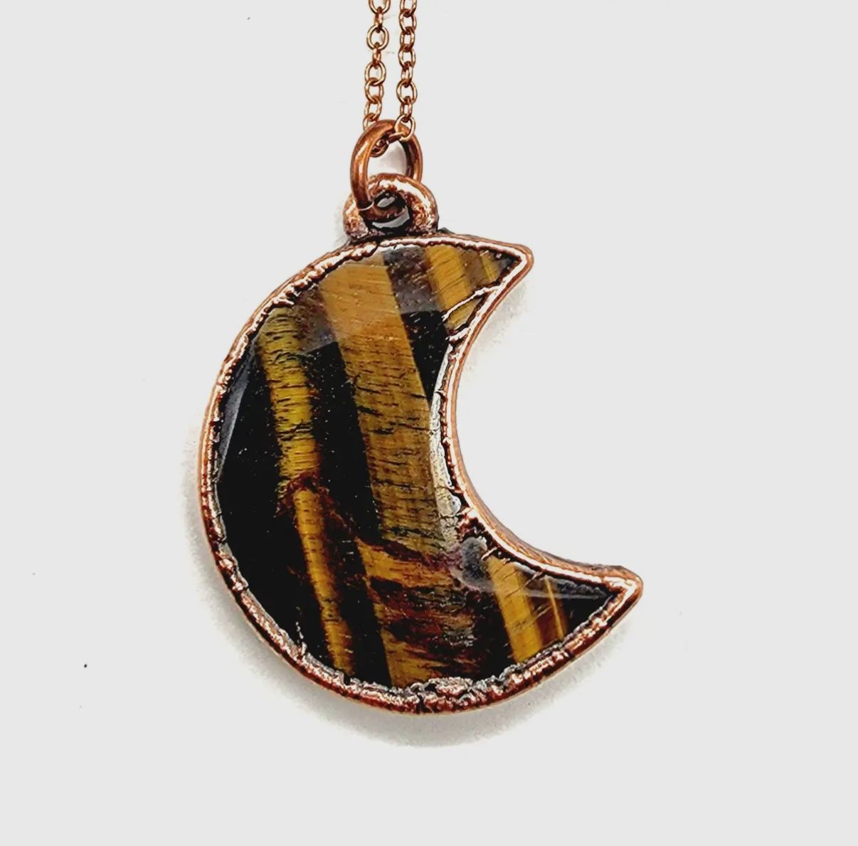 Tiger Eye Crescent Moon Necklace