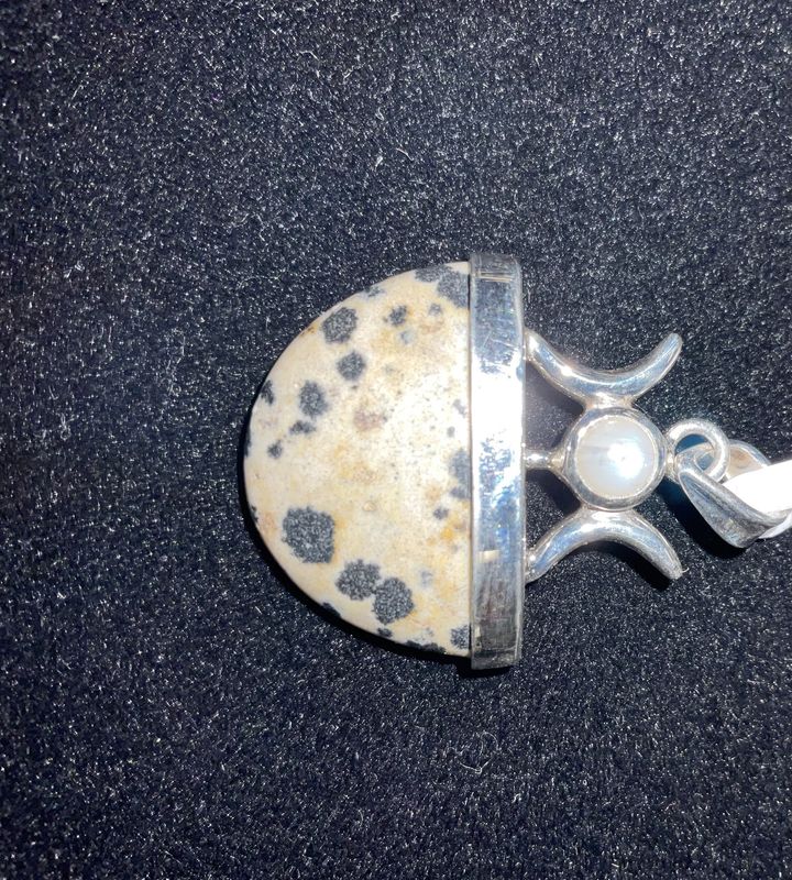 Dalmatian Jasper and Moonstone Pendant