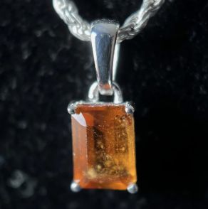 Hessonite Garnet Sterling Silver 5x7mm Pendant