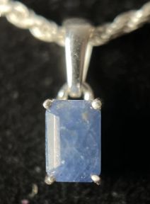 Natural Blue Sapphire Sterling Silver Pendant