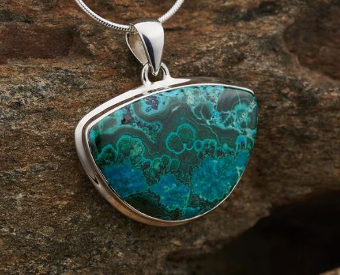 Malachite Chrysocolla Sterling Pendant