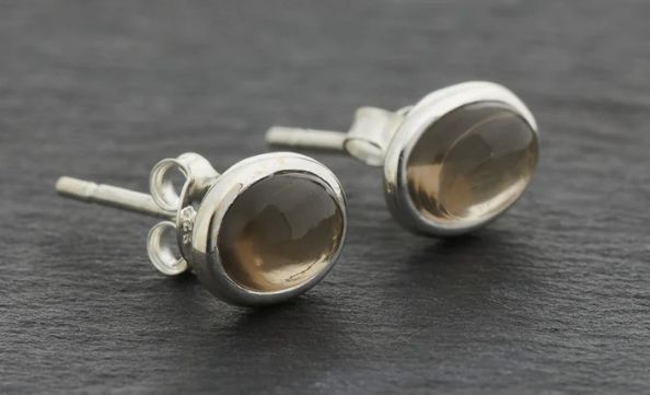 Smoky Quartz Stud Earrings