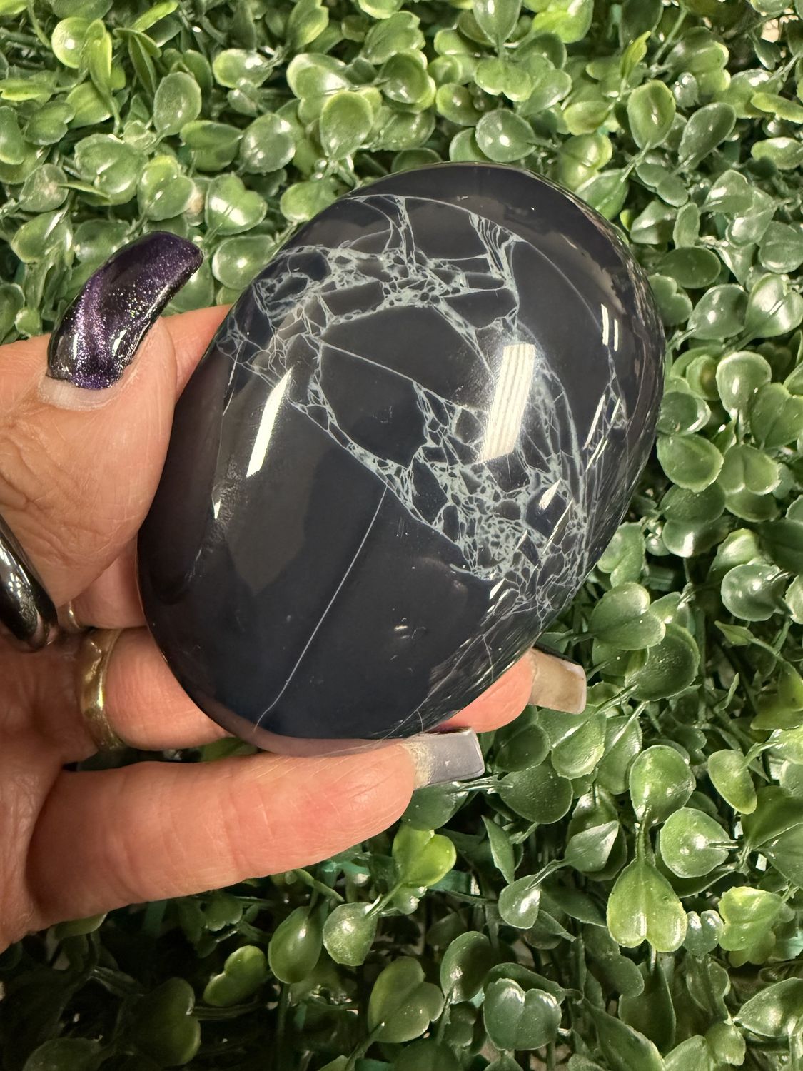 Spider Web Obsidian Palm Stone