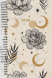 Floral Moon 2025 Softcover Spiral-Bound Weekly Planner