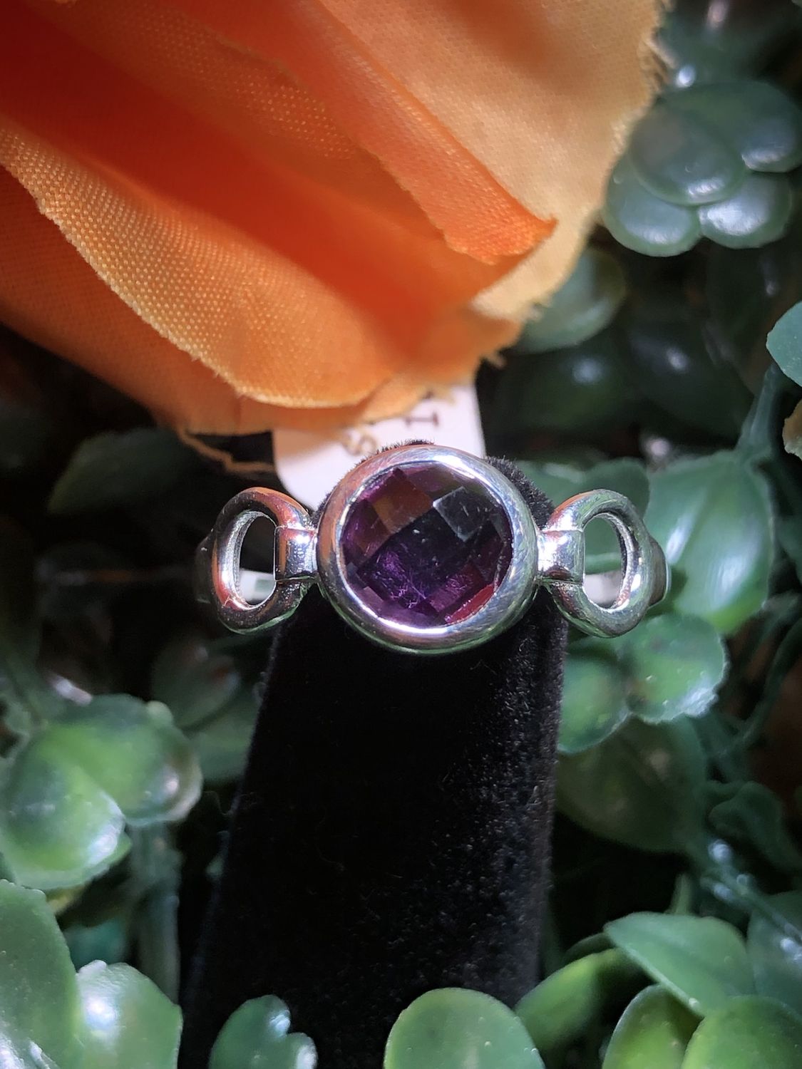 Amethyst Faceted Round Ring